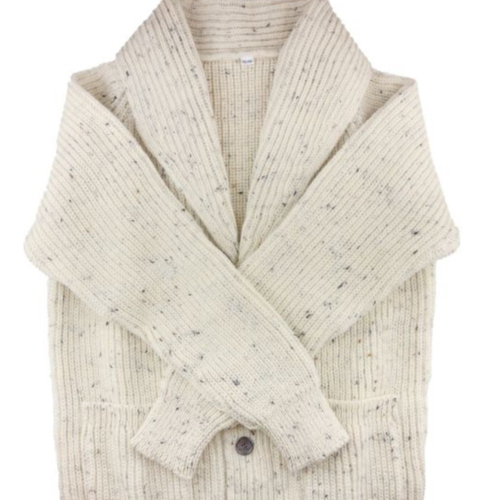 Kent Wang Men's Cream Shawl Collar Sweater